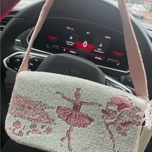 Beaded Ballet Dancer Crossbody Bag - Pink and White